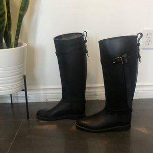 Black Burberry rain boots